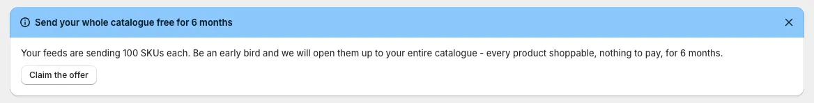 Banner offering to unlock unlimited products with the Claim the offer button