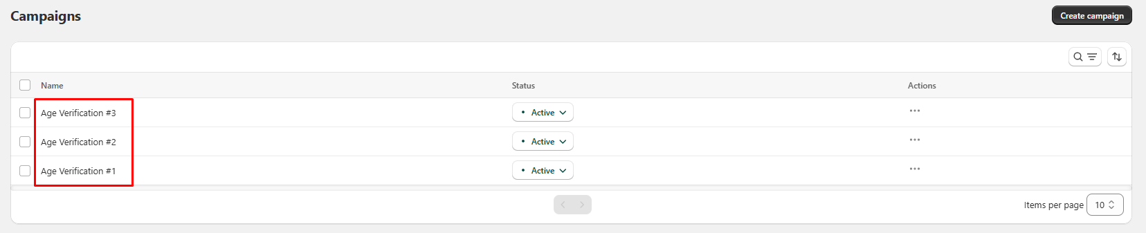 Campaign actions