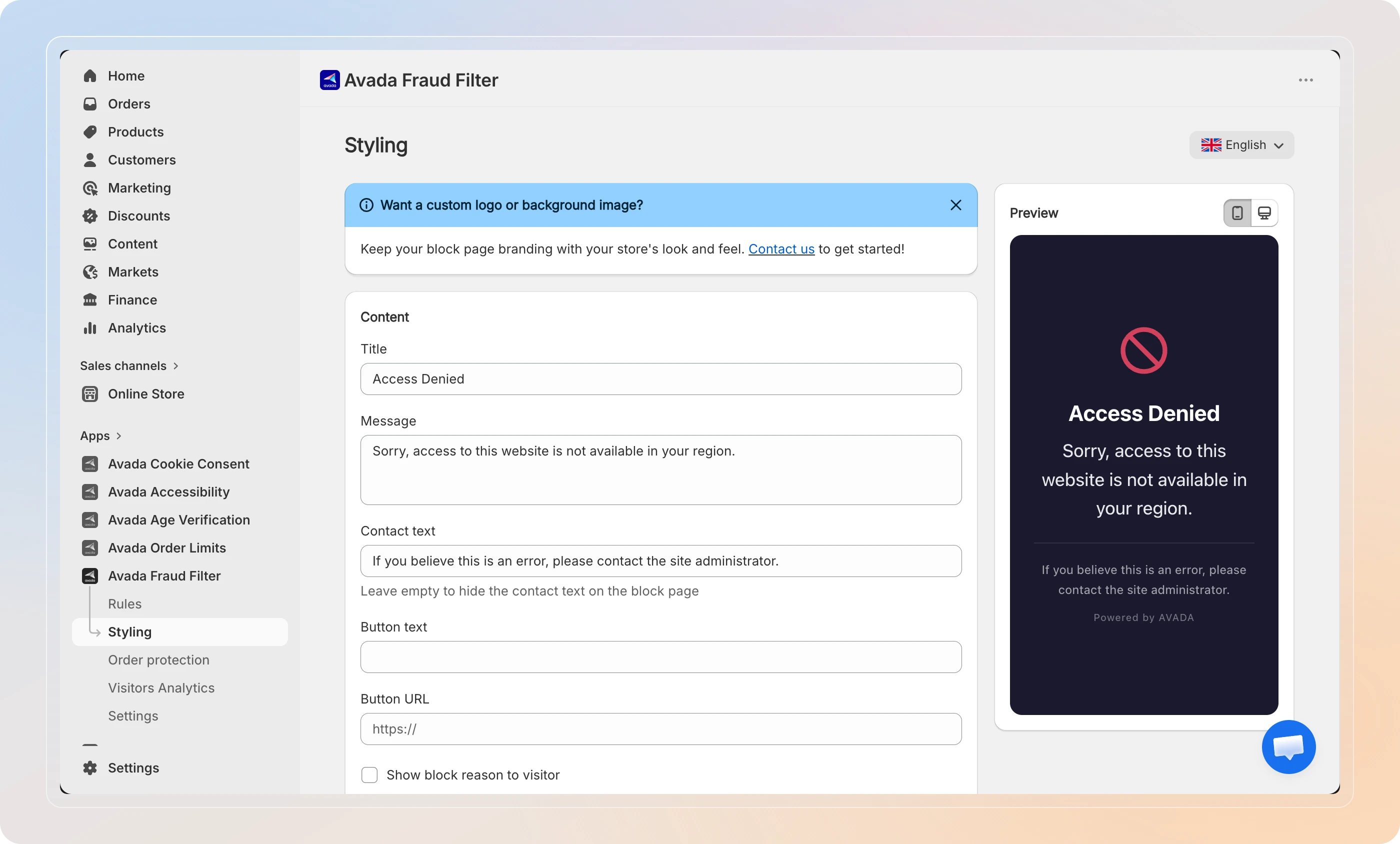 Customize your block page