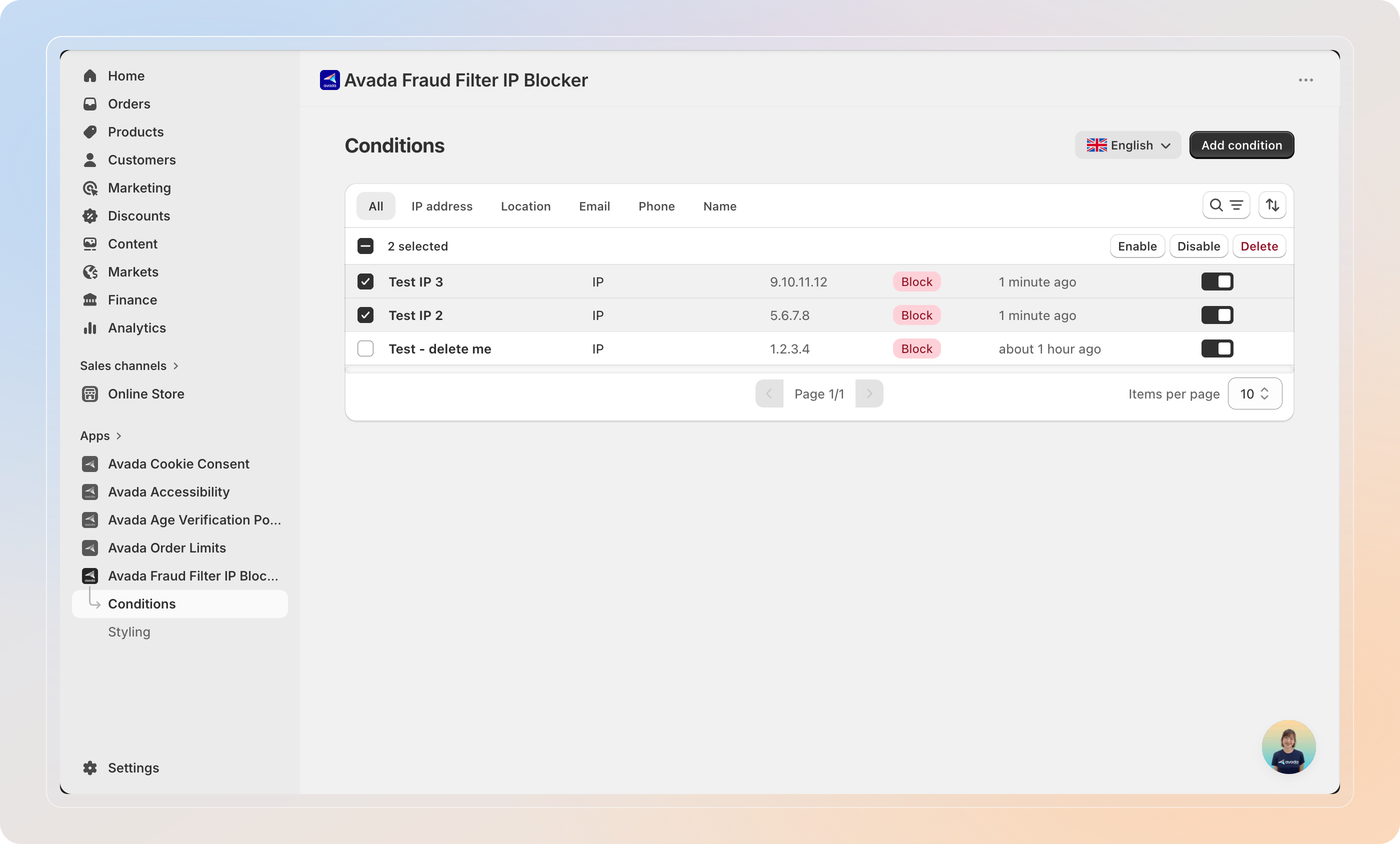 Manage conditions