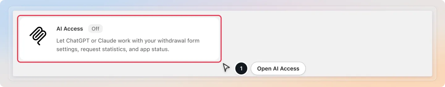 Open the AI Access card from the Integrations page