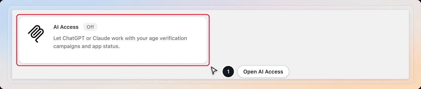 Open the AI Access card from the Integrations page