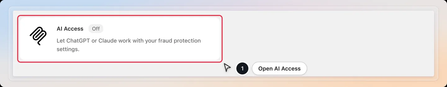 Open the AI Access card from the Integrations page