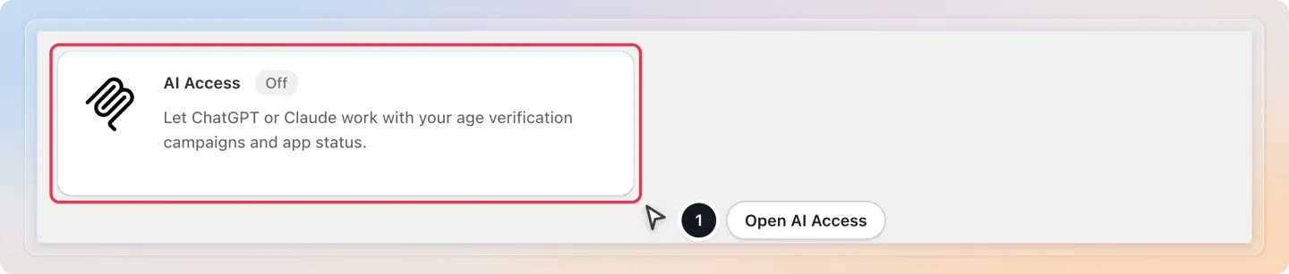 Open the AI Access card from the Integrations page