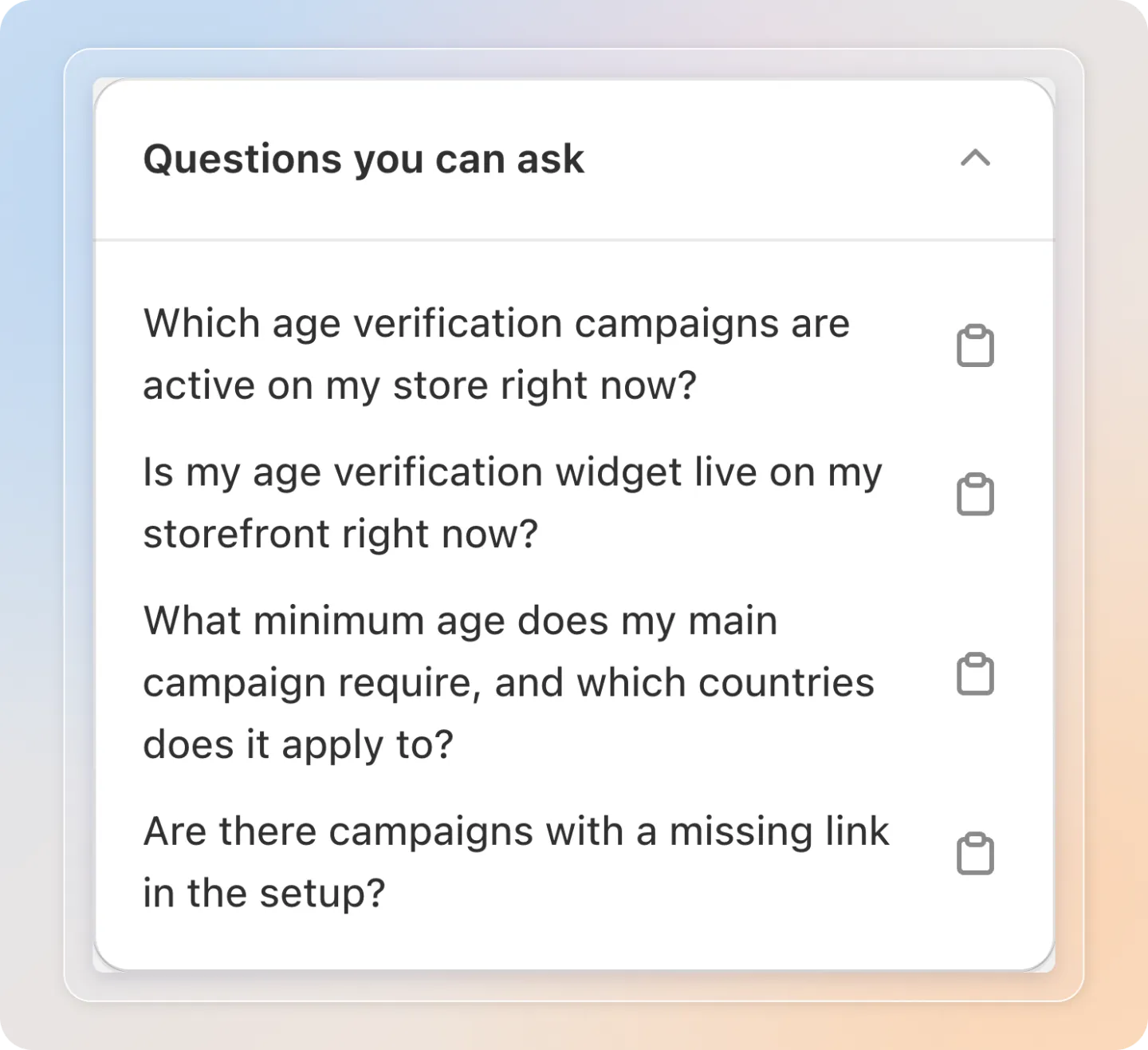 Sample questions you can copy