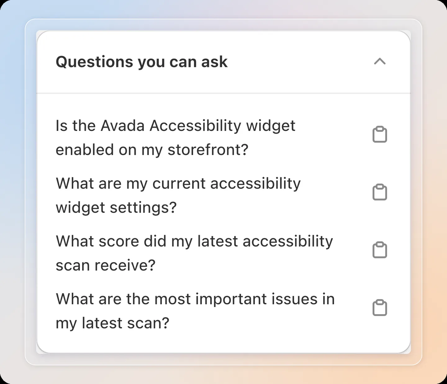 Sample questions you can copy