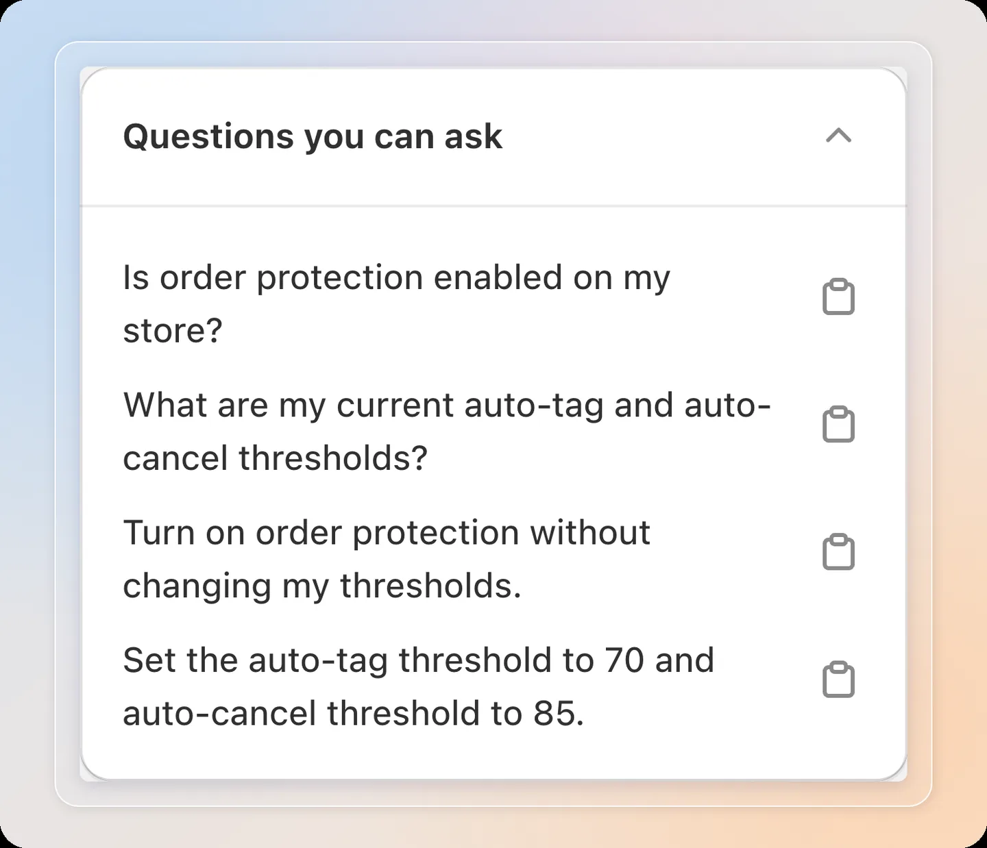 Sample questions you can copy