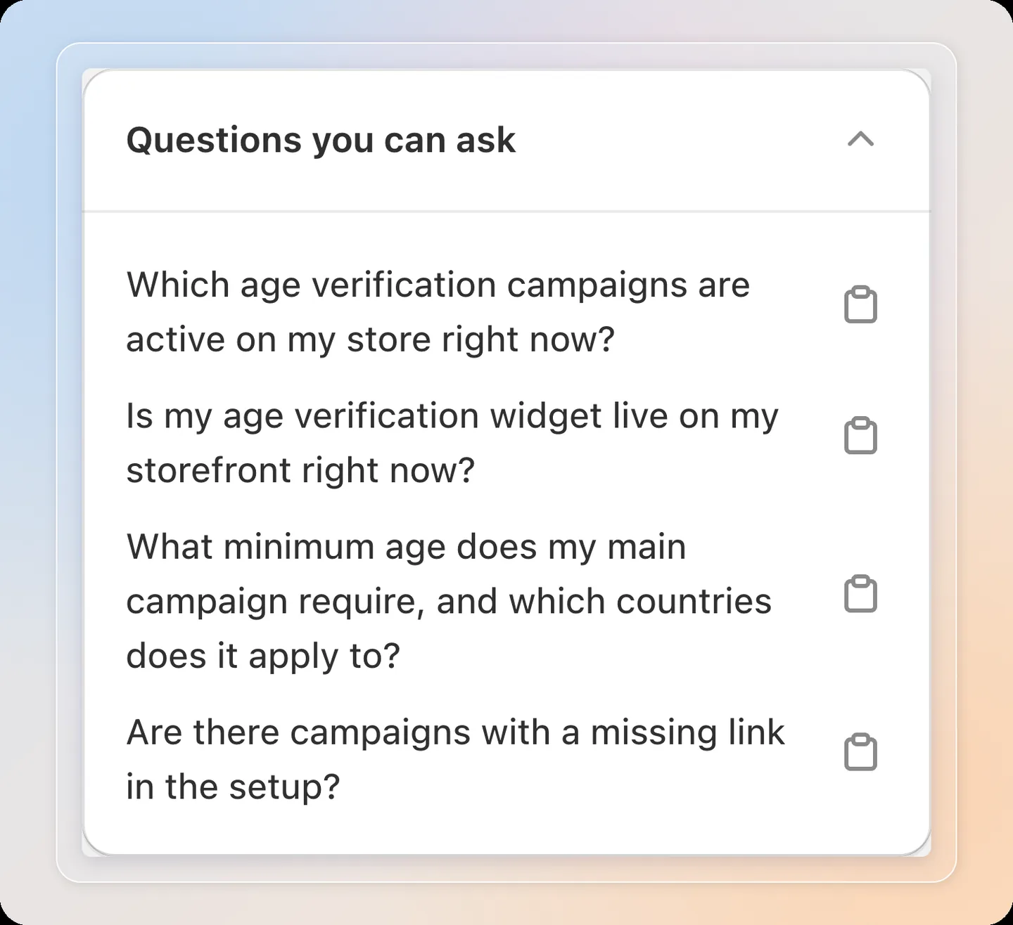 Sample questions you can copy