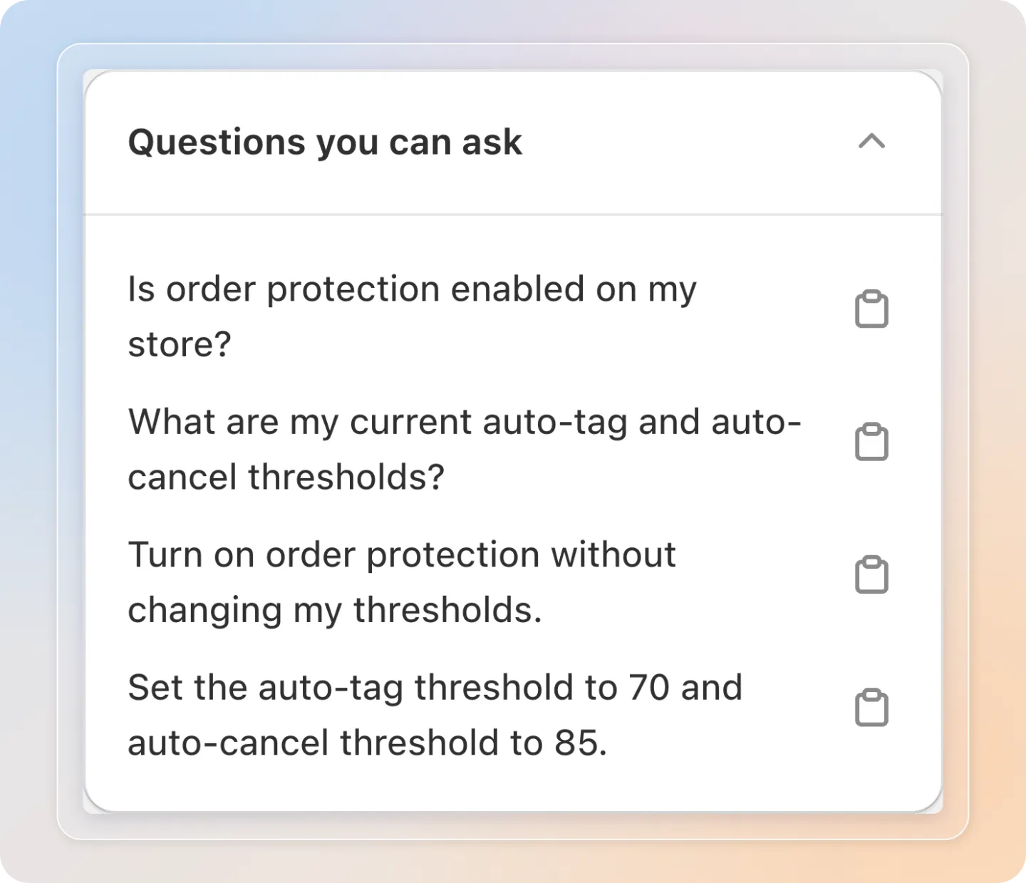 Sample questions you can copy