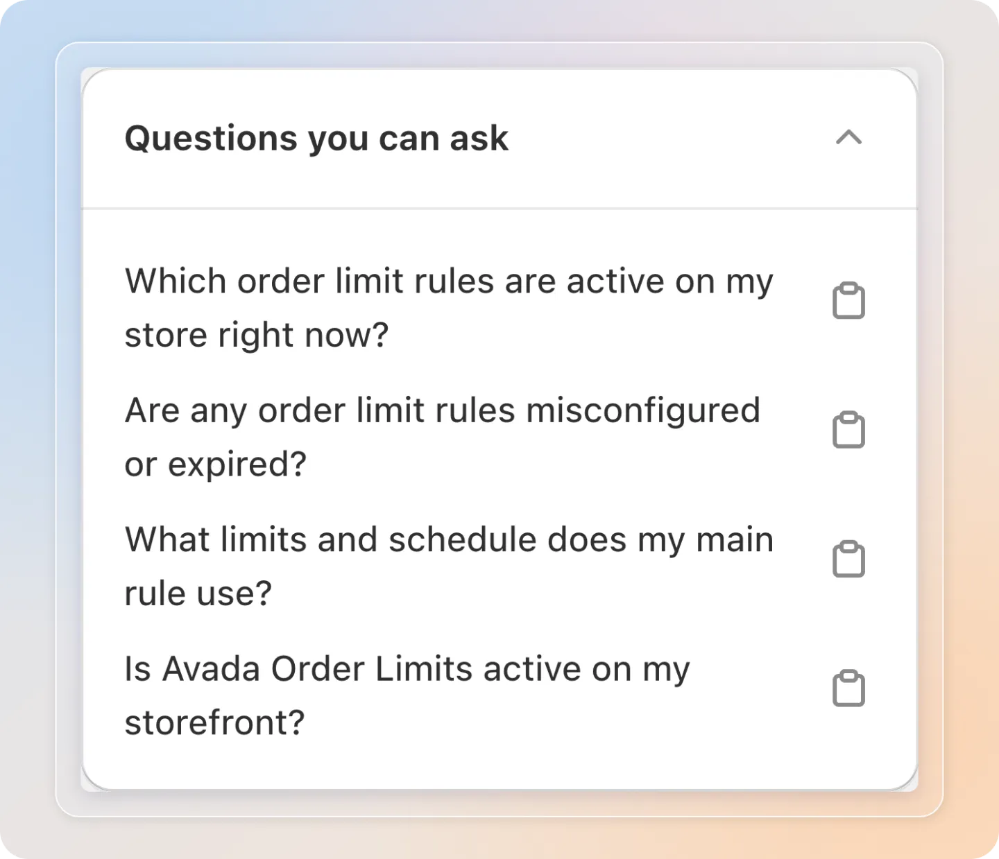 Sample questions you can copy