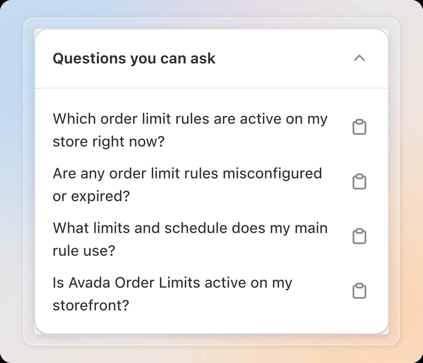 Sample questions you can copy