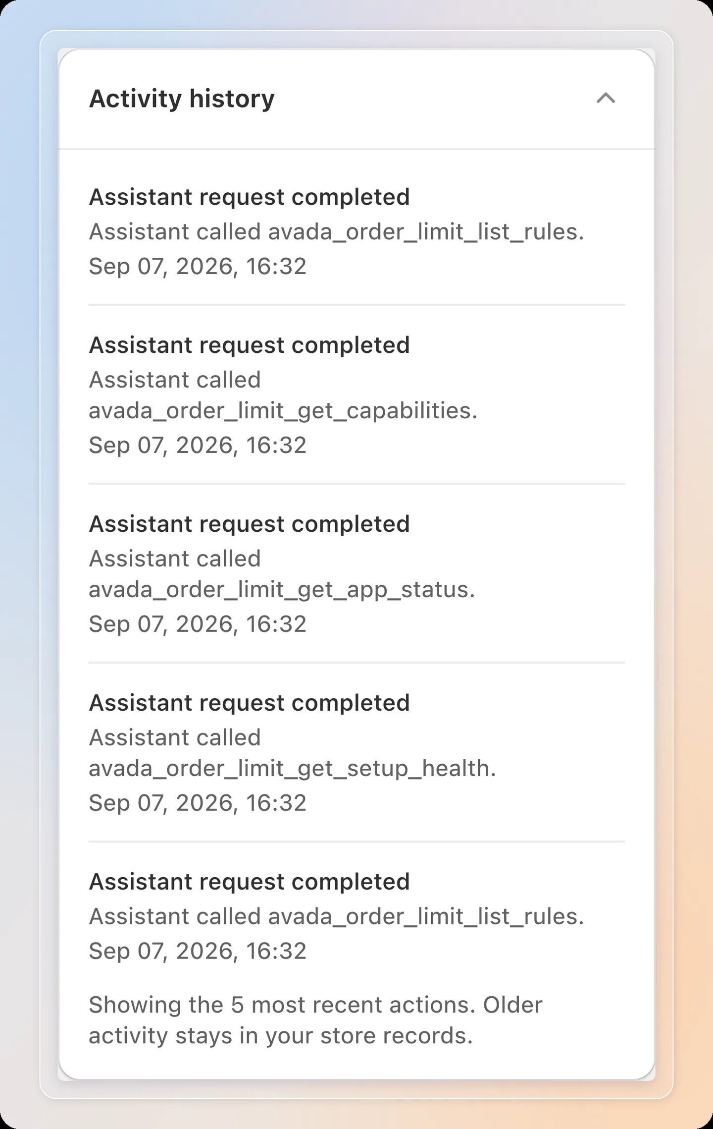 Activity history