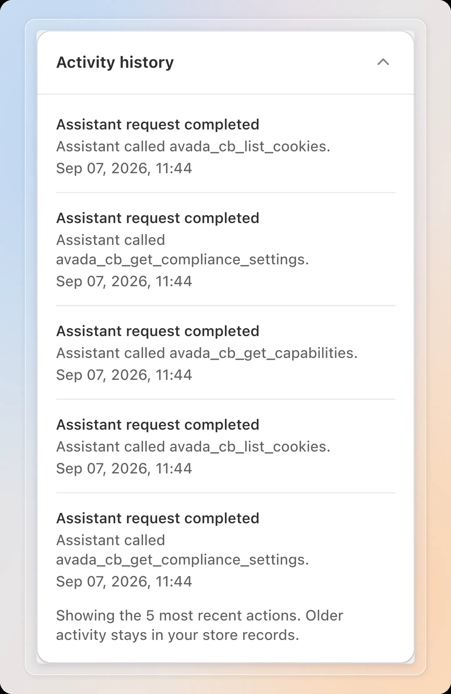 Activity history