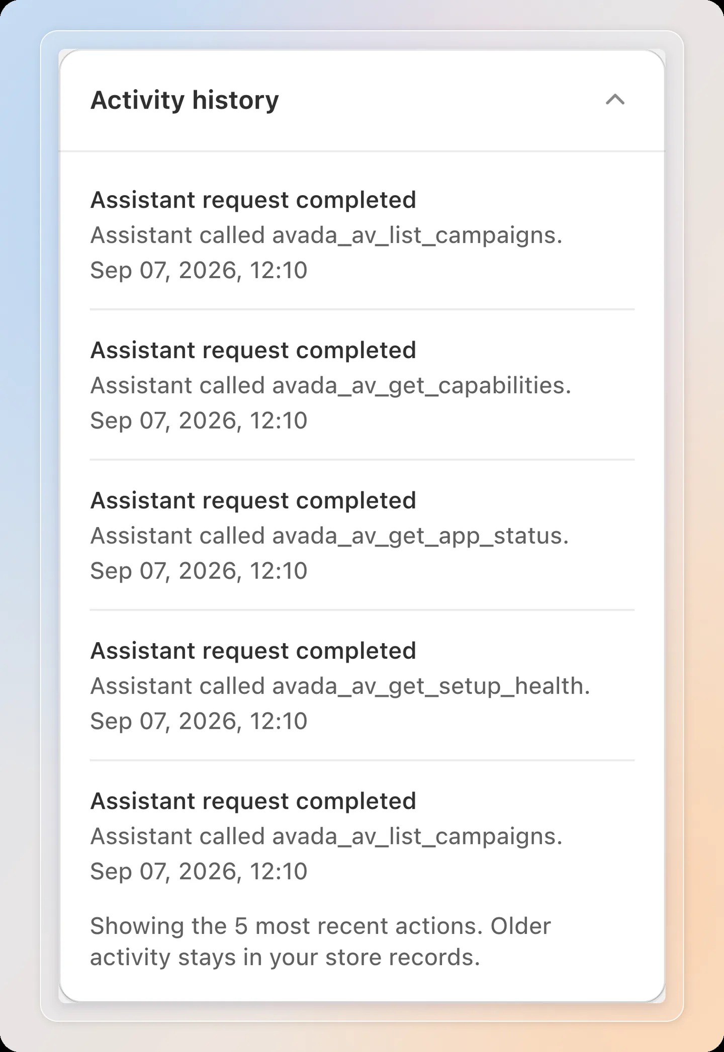 Activity history
