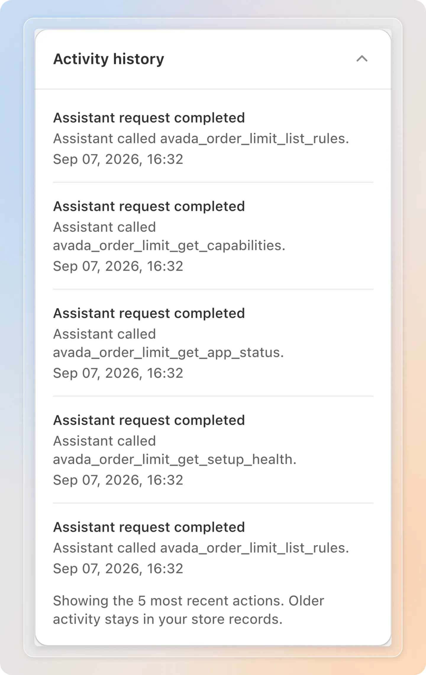 Activity history