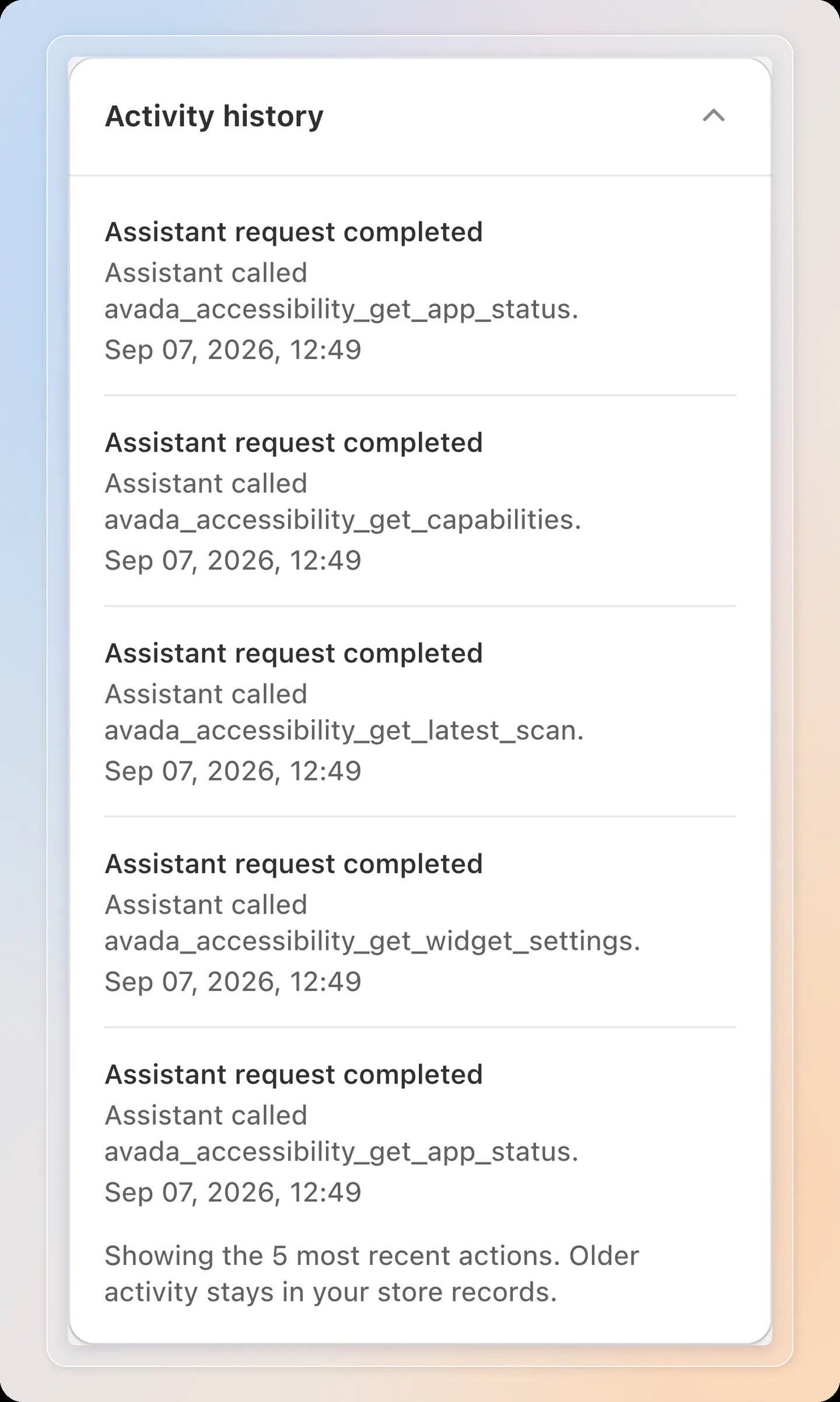 Activity history