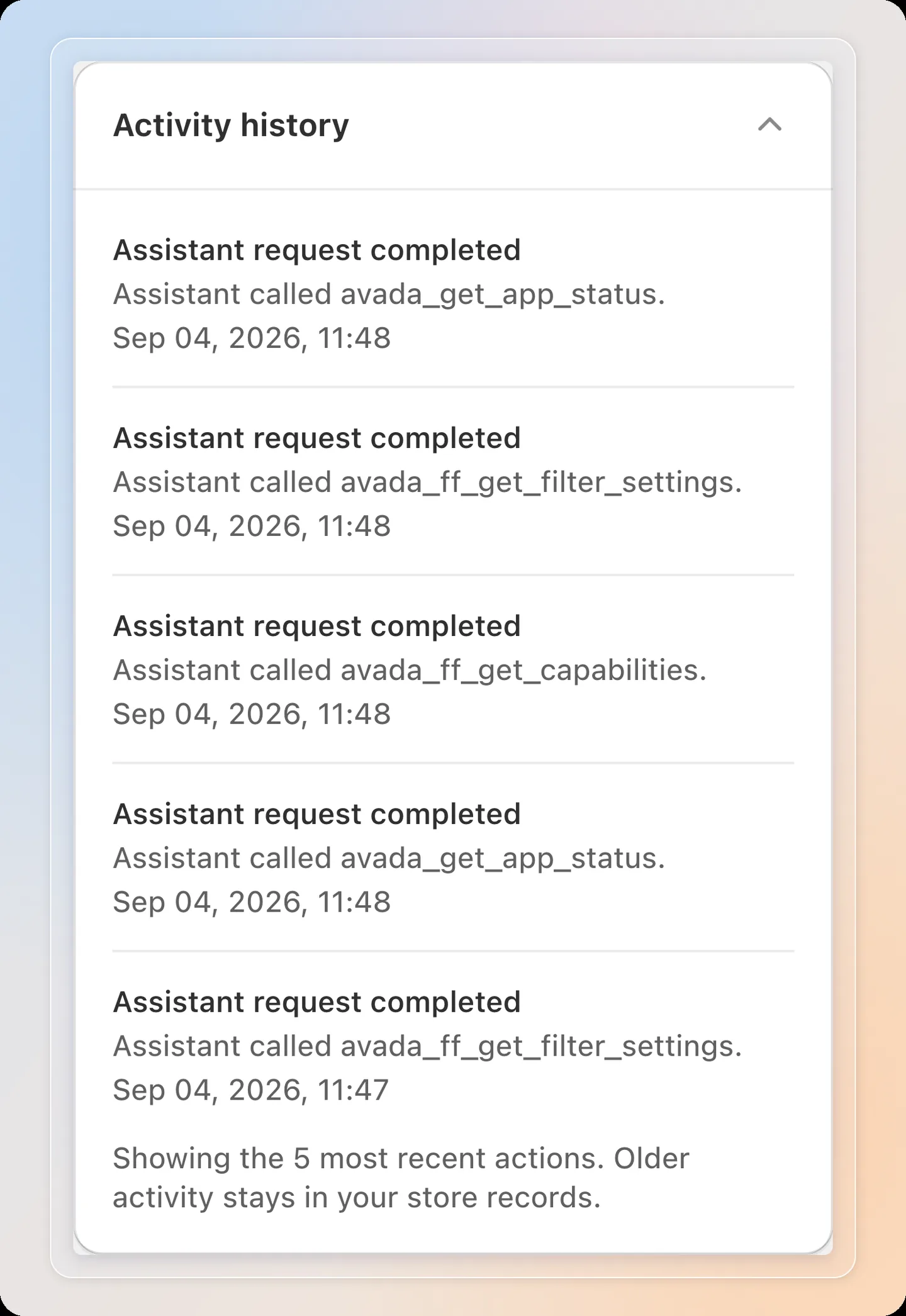 Activity history