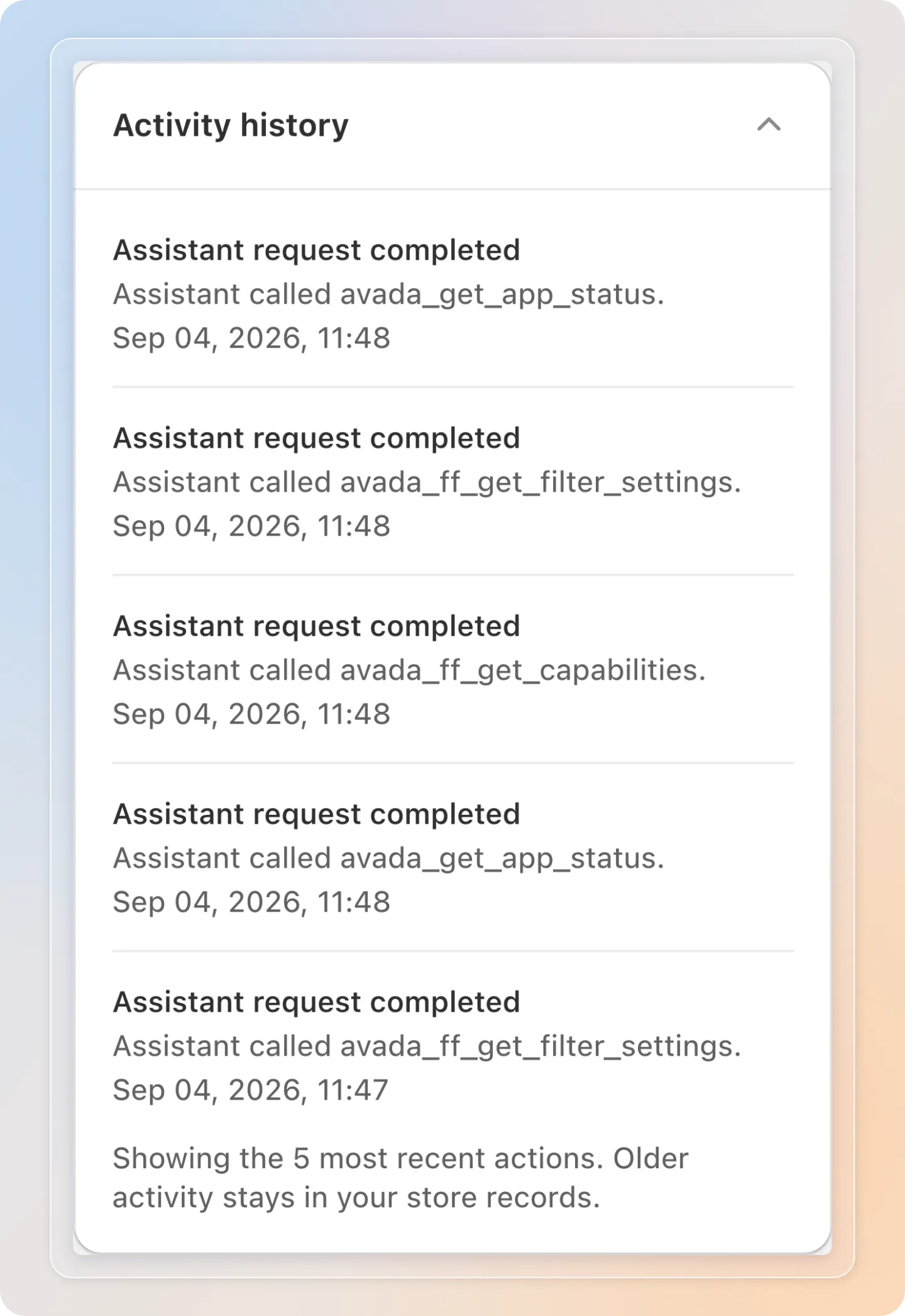 Activity history