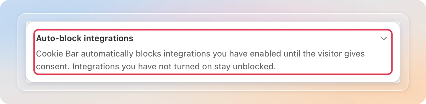 Expand the Auto-block integrations card