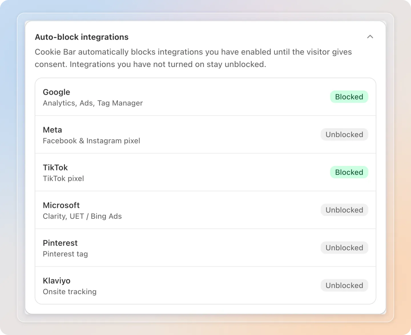Auto-block integrations badges