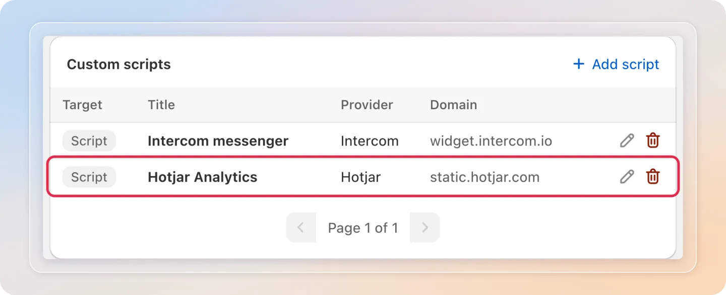 Saved custom script