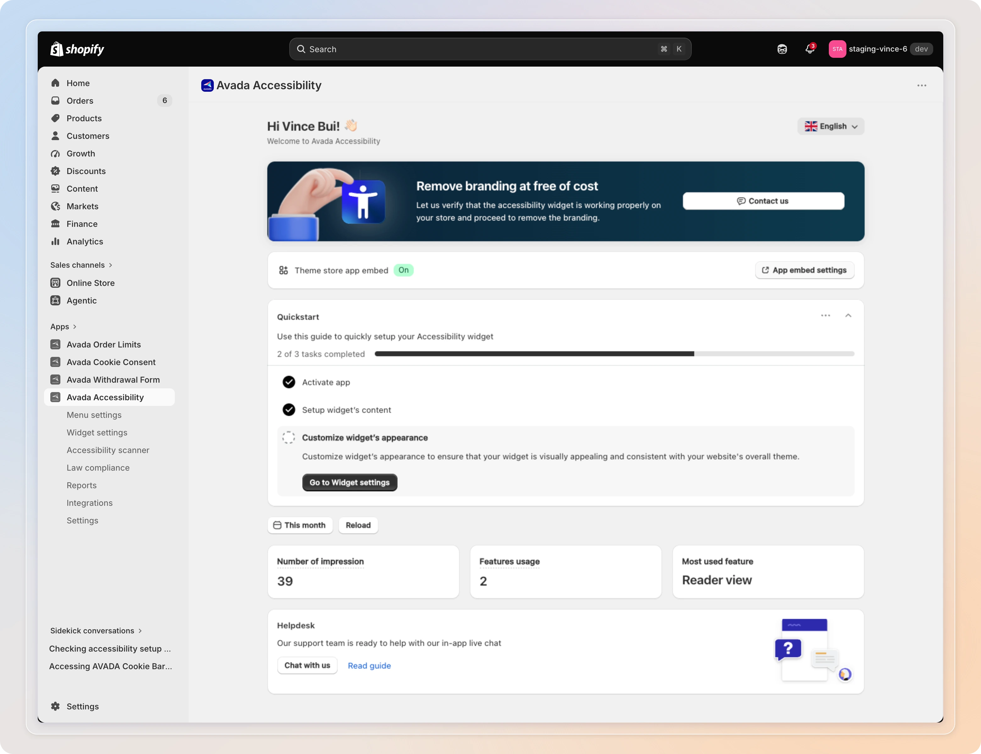 Dashboard overview