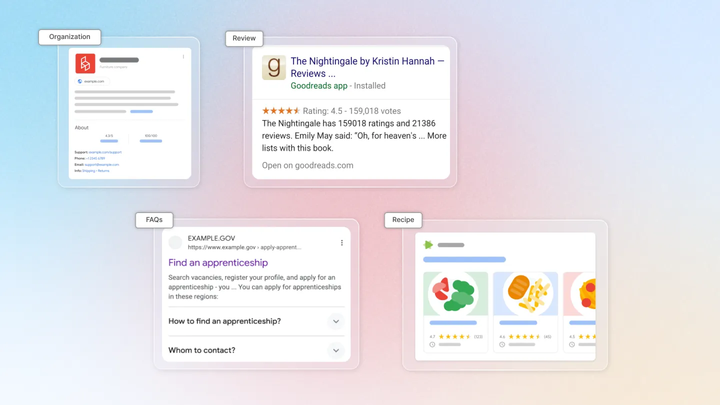 Some examples of rich results on Search