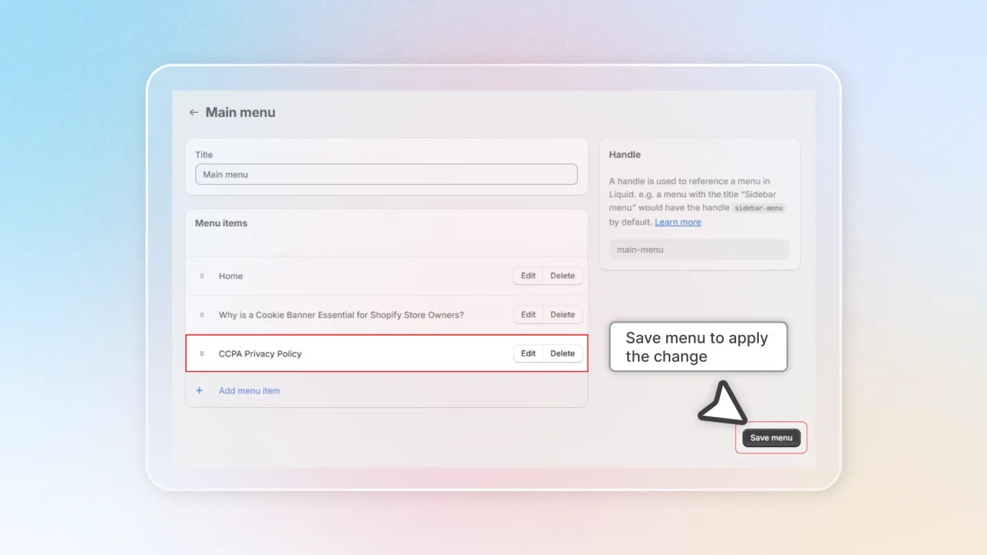 Select privacy link