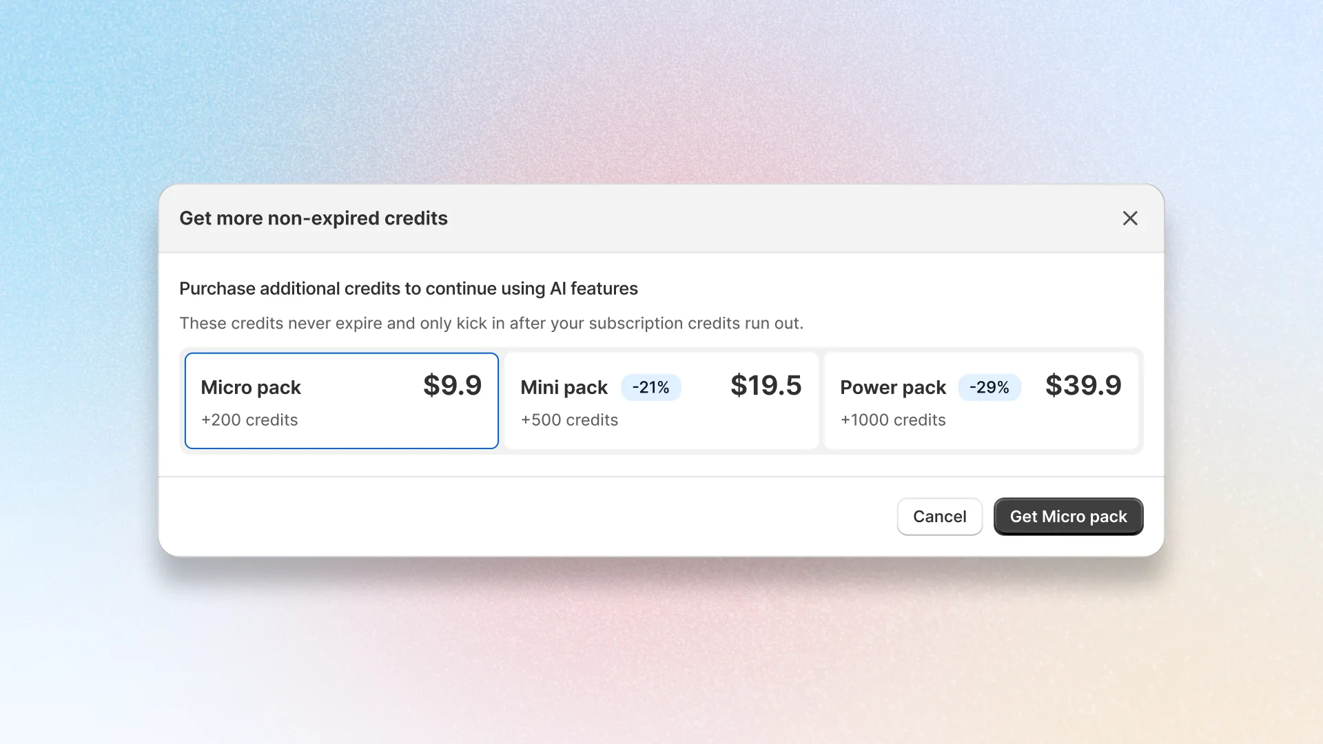 One-Time Credit Packs