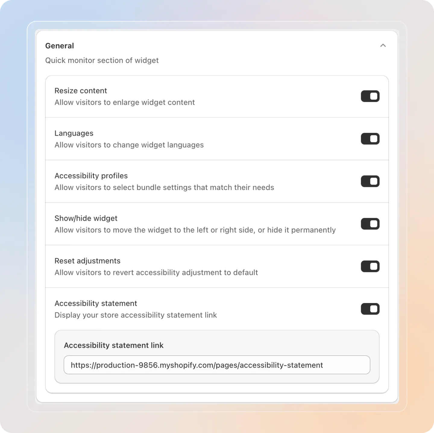 General settings