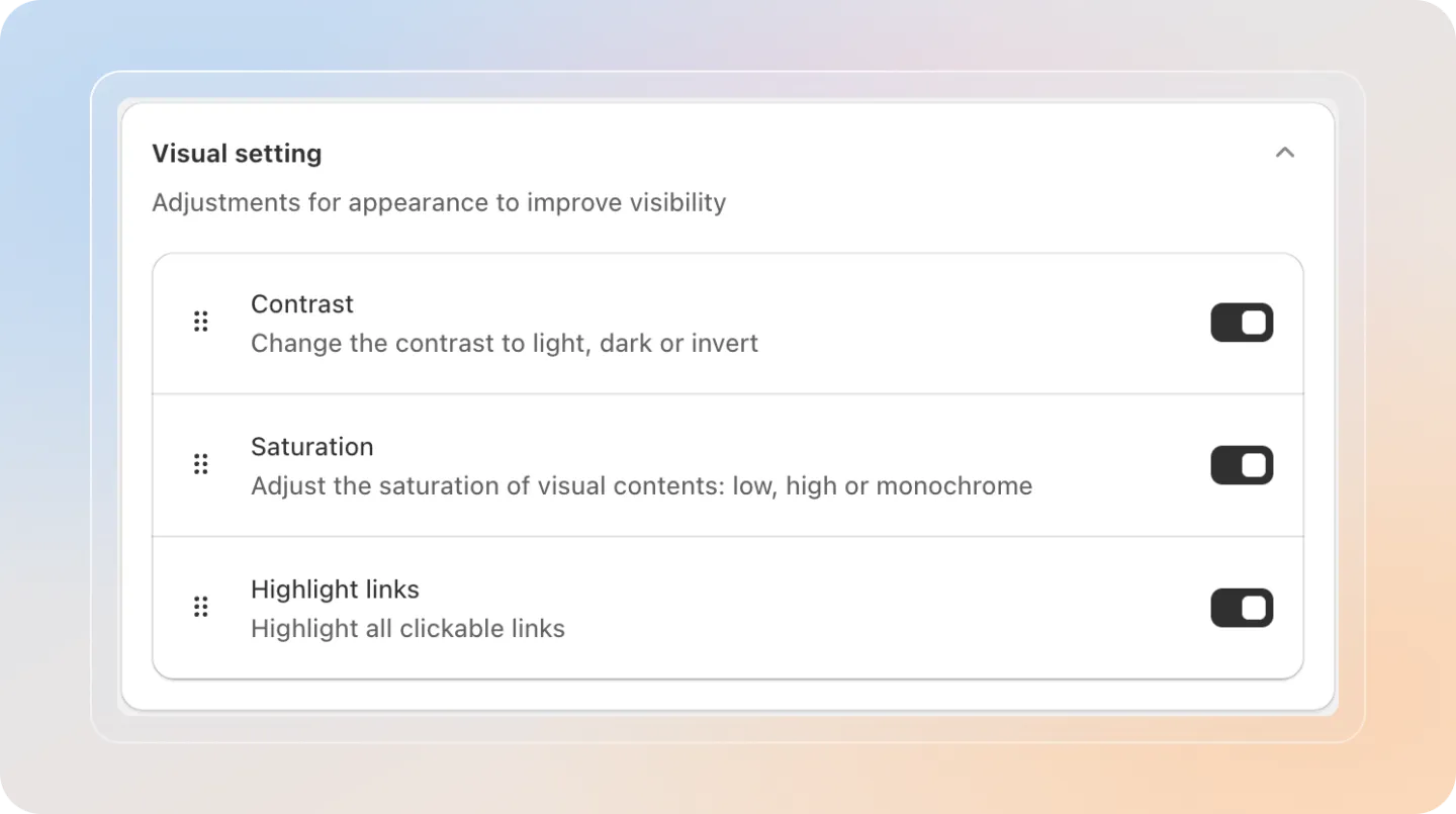 Visual settings