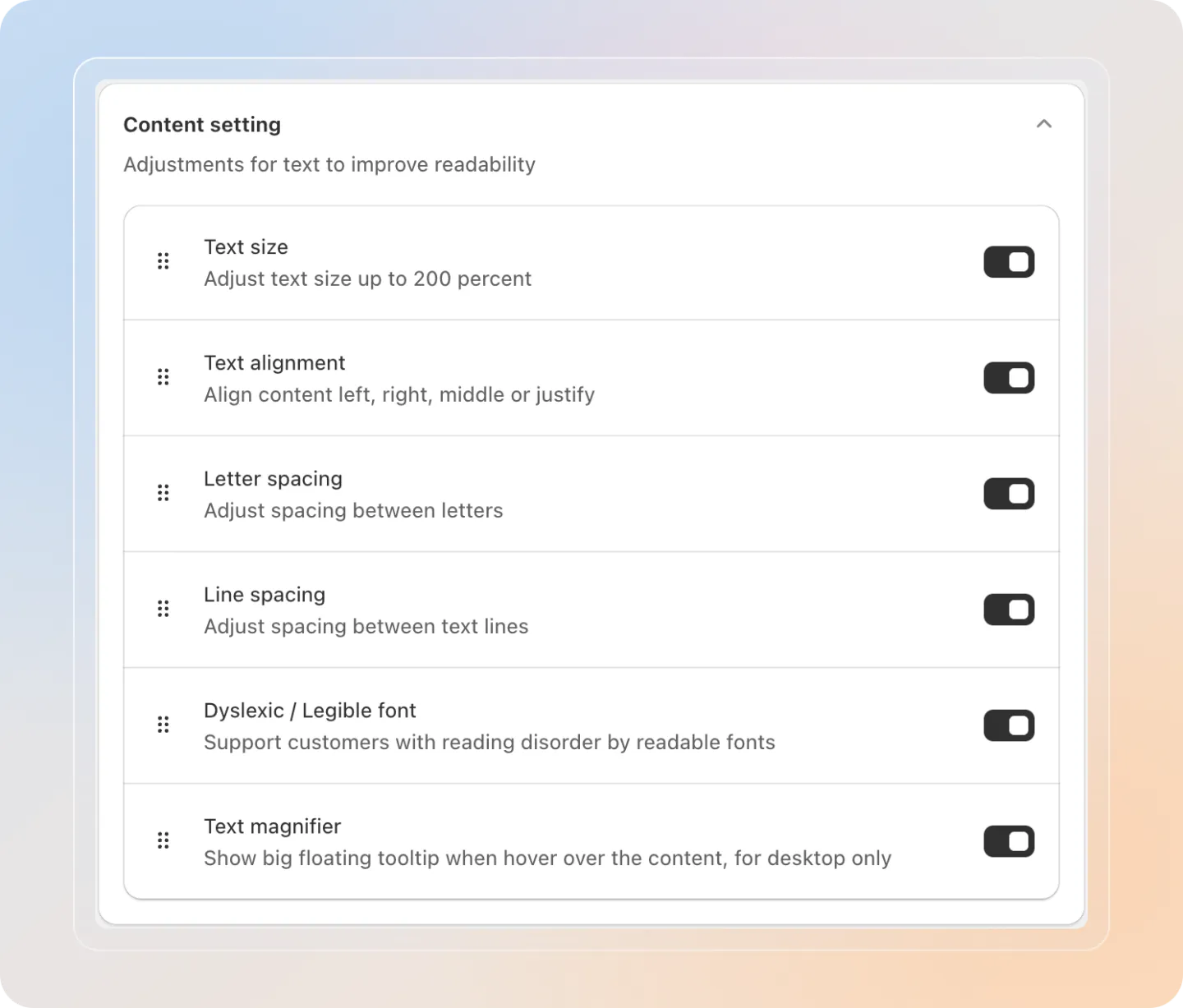 Content settings
