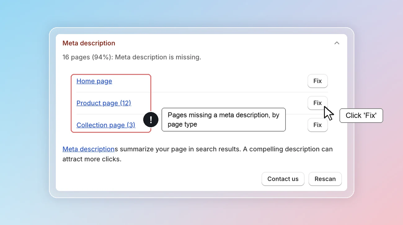 SEO checklist - Meta description