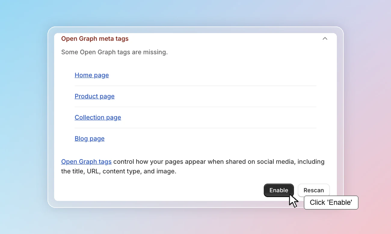 SEO checklist - Open Graph meta tags