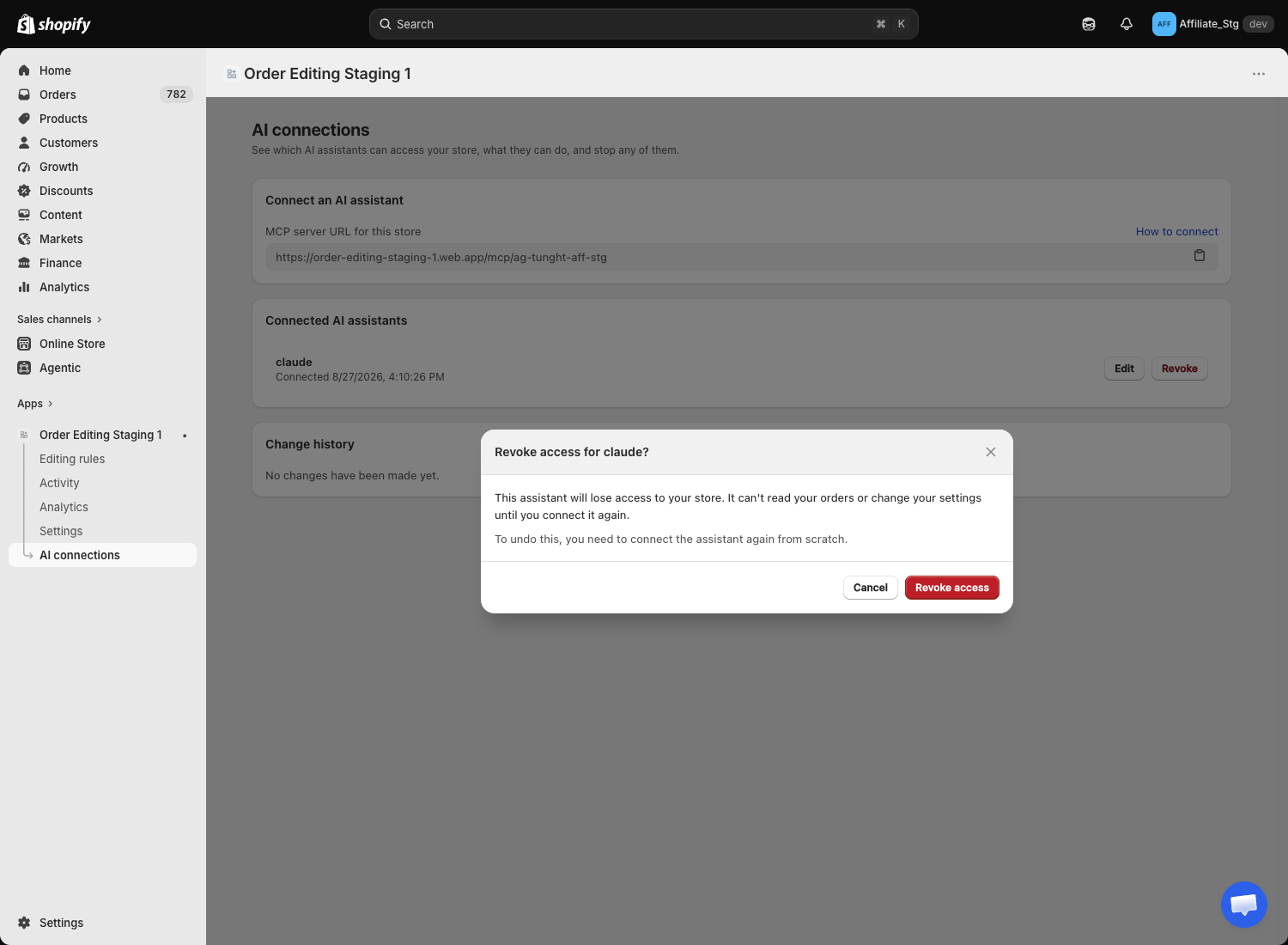 The revoke confirmation dialog
