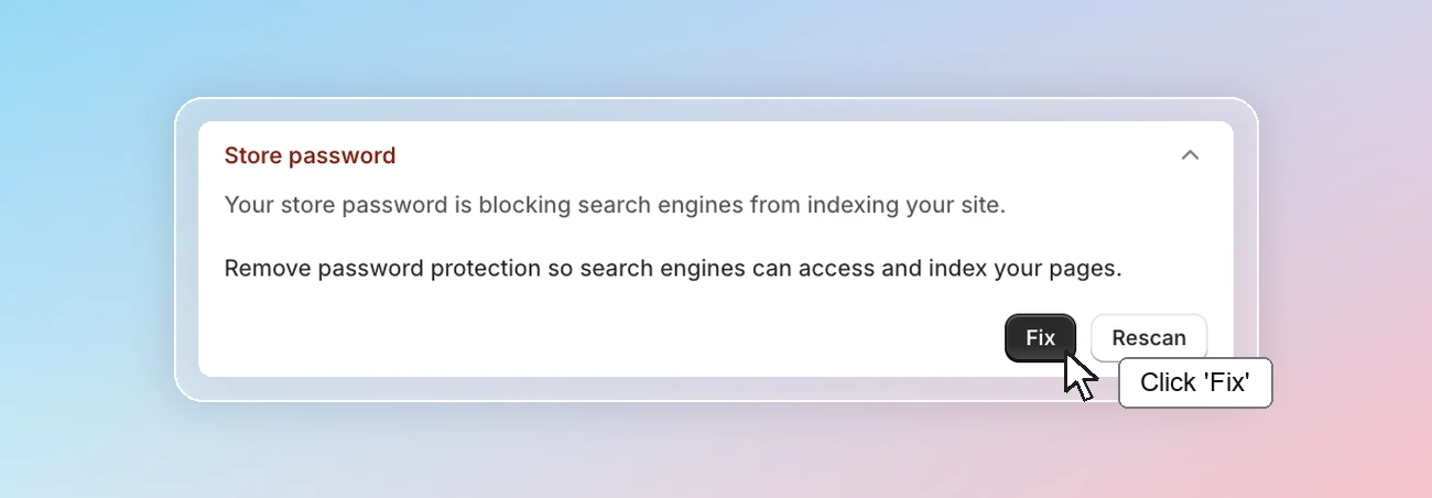SEO checklist - Store password