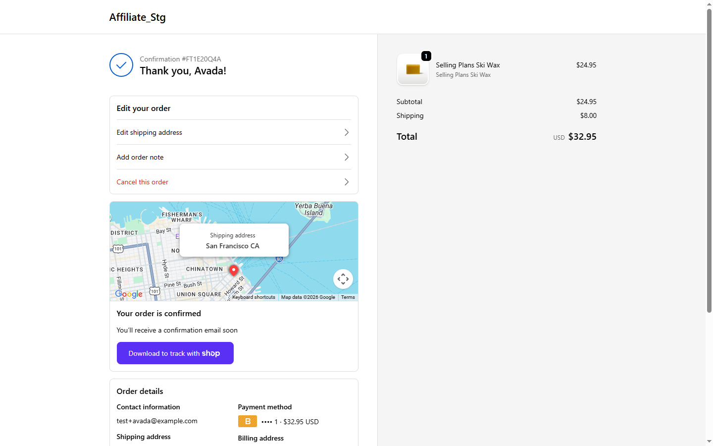 The Edit your order card on the Order Status Page