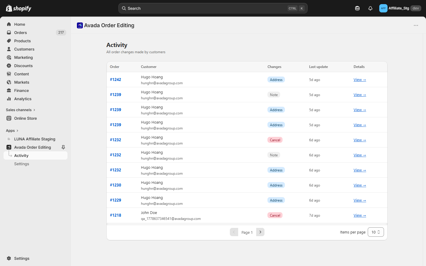 Activity Page