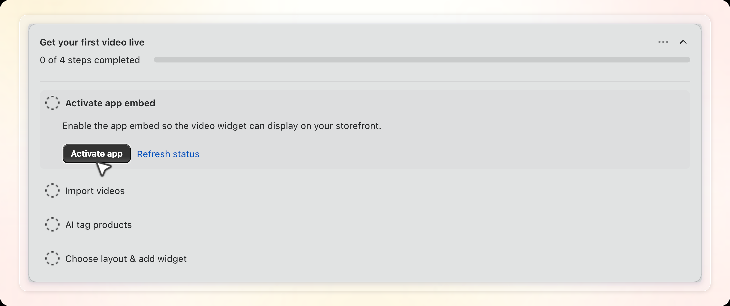 Step 1 of the Quickstart guide with the Activate app button
